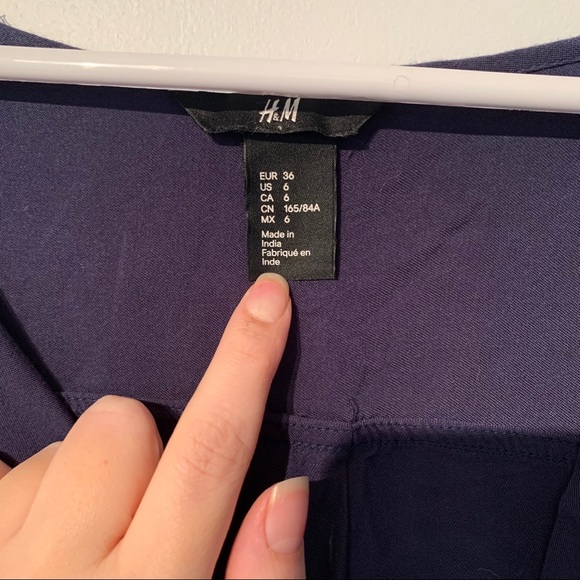 Navy blue causal dress with pockets - Picture 2 of 6